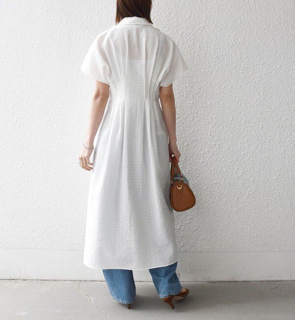 SHIPS any「《予約》SHIPS any:〈手洗い可能〉サッカー フレンチ スリーブ シャツ ワンピース」|ワンピース|