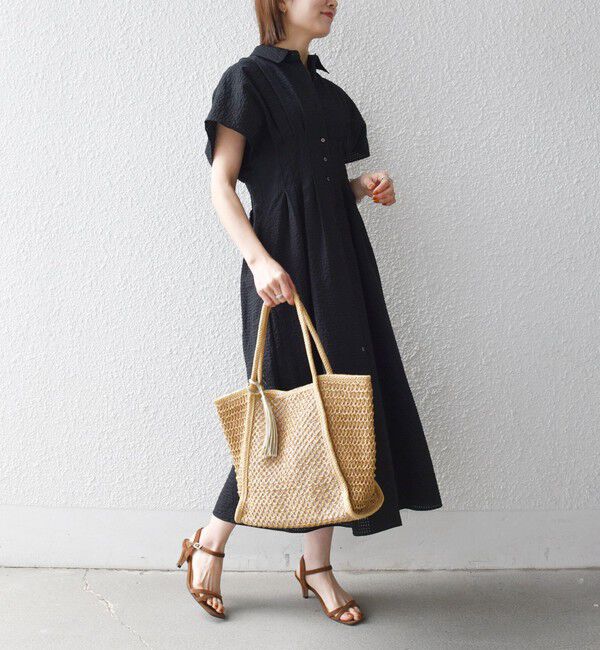 SHIPS any「《予約》SHIPS any:〈手洗い可能〉サッカー フレンチ スリーブ シャツ ワンピース」|ワンピース|