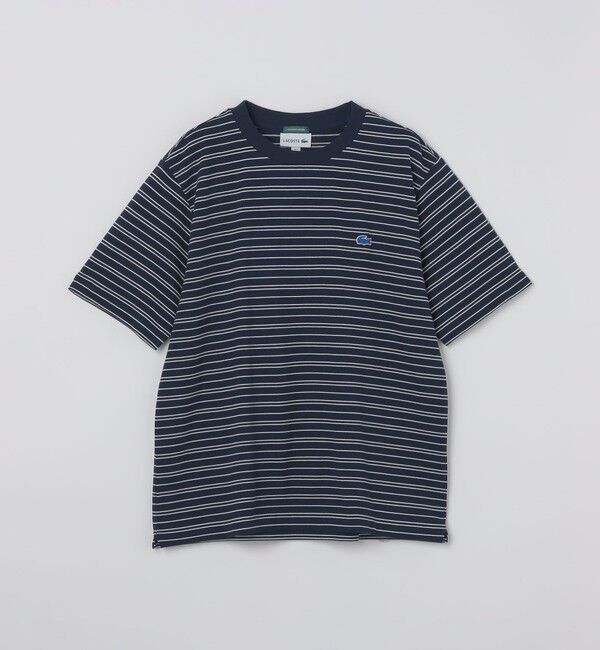 SHIPS「【SHIPS別注】LACOSTE: マイクロ ボーダー Tシャツ」|Tシャツ・カットソー|ネイビー