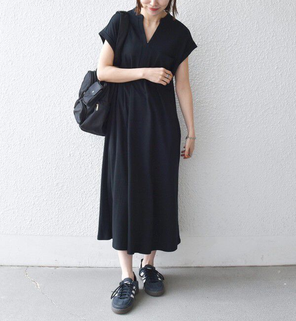 SHIPS any「《予約》SHIPS any:〈接触冷感/汗染み防止加工/洗濯機可能〉スキッパー Aライン ワンピース」|ワンピース|