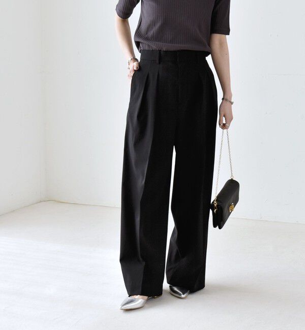 quaranciel「《予約》quaranciel:〈洗濯機可能〉CALCULO(R)使用 イージー タック ワイド パンツ」|その他|