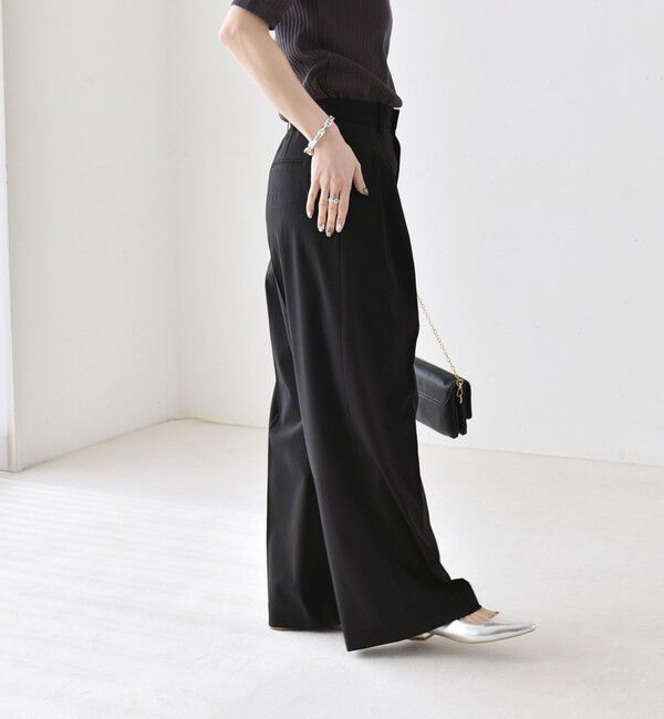 quaranciel「《予約》quaranciel:〈洗濯機可能〉CALCULO(R)使用 イージー タック ワイド パンツ」|その他|