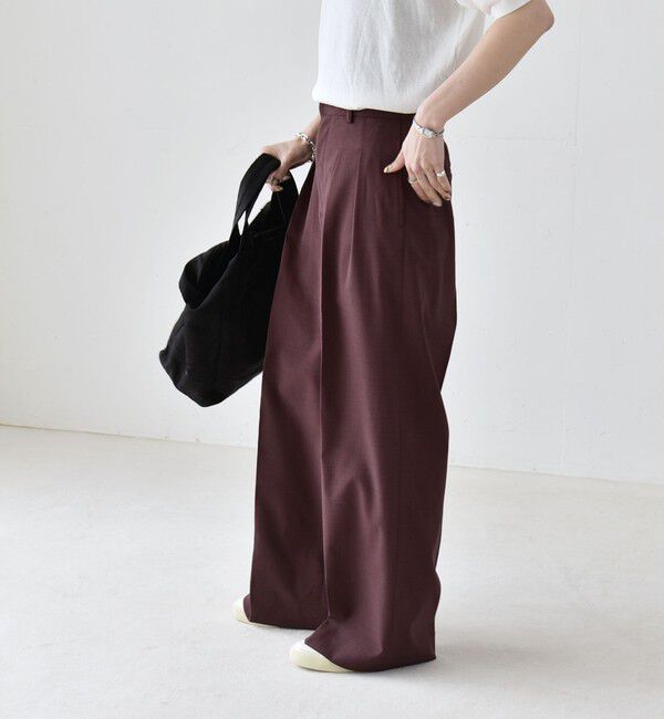 quaranciel「《予約》quaranciel:〈洗濯機可能〉CALCULO(R)使用 イージー タック ワイド パンツ」|その他|