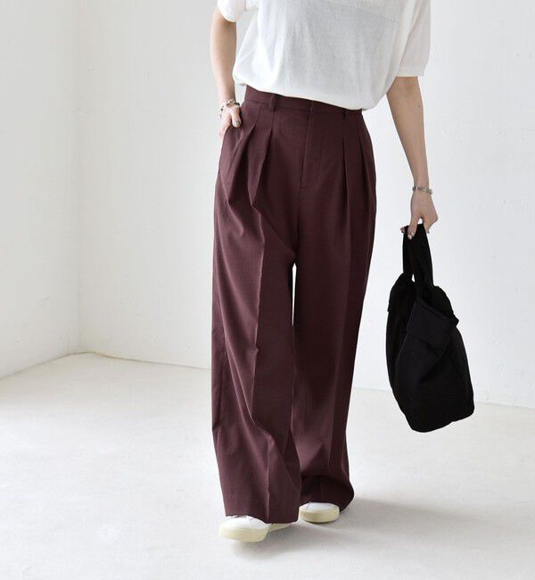 quaranciel「《予約》quaranciel:〈洗濯機可能〉CALCULO(R)使用 イージー タック ワイド パンツ」|その他|