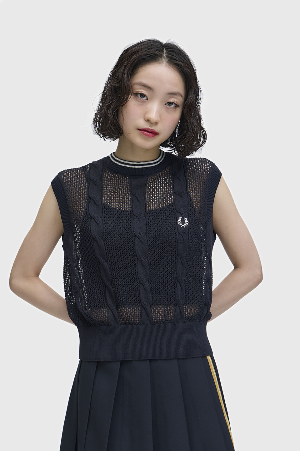 FRED PERRY 「Mesh Cable Knit Tank」|その他|NAVY