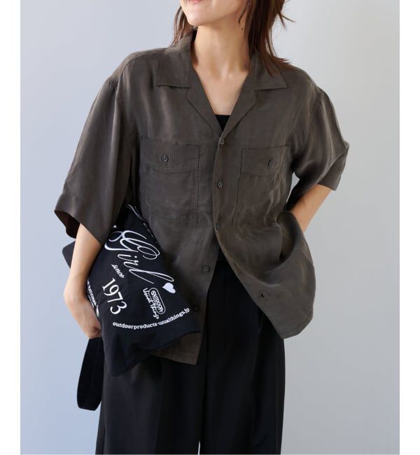 OUTDOOR PRODUCTS Usual Things「≪予約≫キュプラオープンカラーハーフスリーブポケットシャツ セットアップ対応」|シャツ・ブラウス|グレー