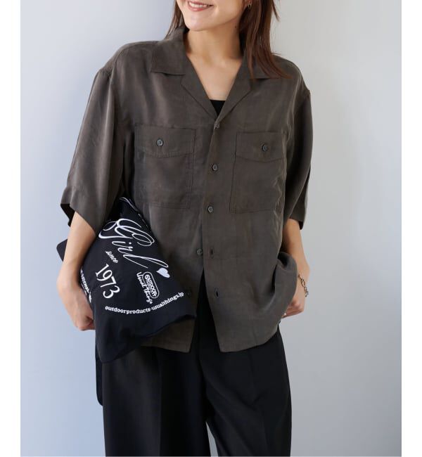 OUTDOOR PRODUCTS Usual Things「≪予約≫キュプラオープンカラーハーフスリーブポケットシャツ セットアップ対応」|シャツ・ブラウス|