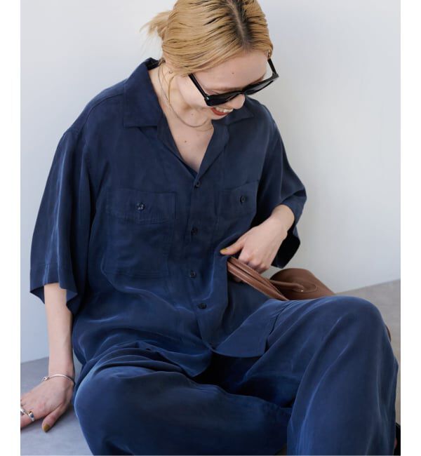 OUTDOOR PRODUCTS Usual Things「≪予約≫キュプラオープンカラーハーフスリーブポケットシャツ セットアップ対応」|シャツ・ブラウス|