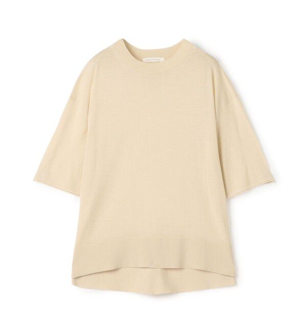 GALERIE VIE「クレープコットン ハーフスリーブプルオーバー」|ニット・セーター|41 ライトベージュ