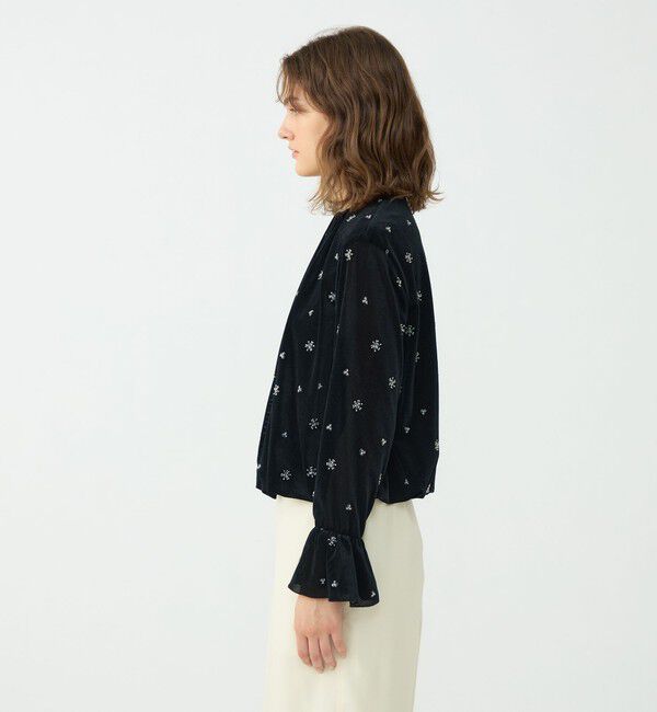 Ballsey「メッシュベロアエンブロイダリー ラッフルカフスブラウス」|シャツ・ブラウス|
