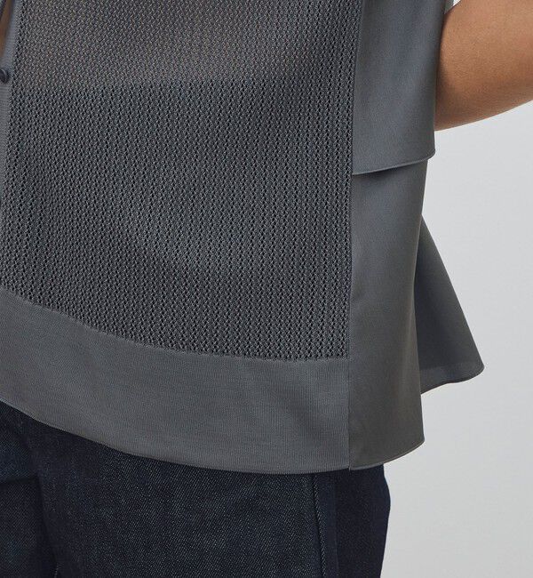 DES PRES「【WEB先行予約】 マットレーヨンシルクサテンコンビ フレンチスリーブシャツプルオーバー」|ニット・セーター|