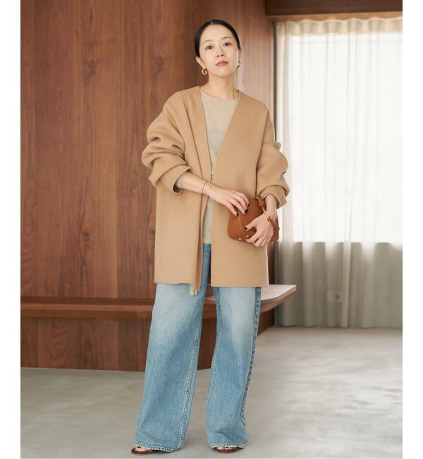 Plage「HAMILTON Cardigan コート」|ノーカラーコート|