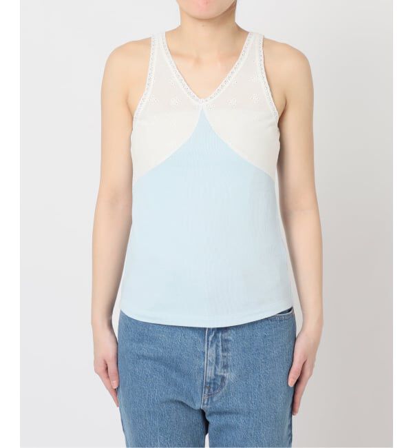 IENA LA BOUCLE「《予約》IENA LA BOUCLE テレコレースコンビタンクトップ」|タンクトップ|