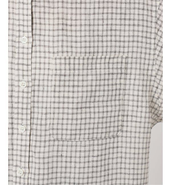 IENA「《セットアップ対応/予約》フレンチリネンチェックレギュラーカラーシャツ」|シャツ・ブラウス|