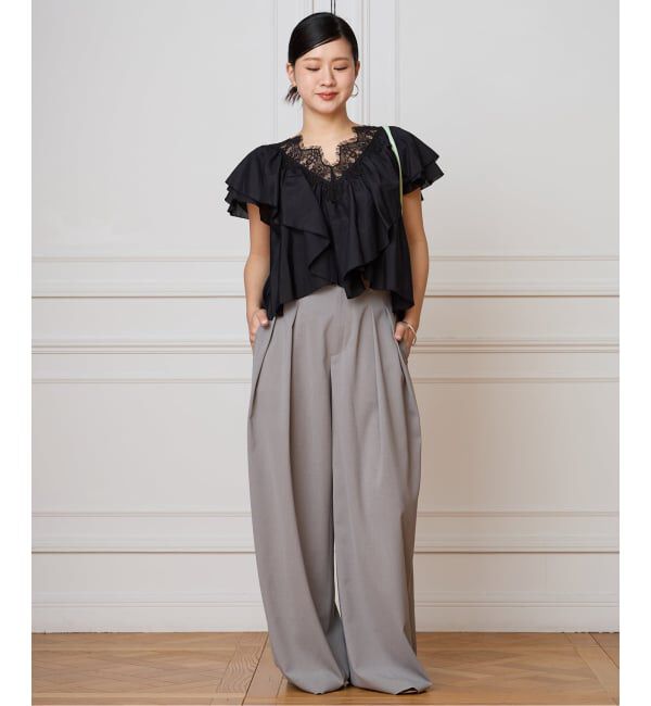 IENA LA BOUCLE「《予約》IENA LA BOUCLE レース Vネックブラウス」|シャツ・ブラウス|