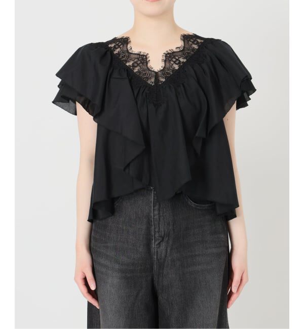 IENA LA BOUCLE「《予約》IENA LA BOUCLE レース Vネックブラウス」|シャツ・ブラウス|