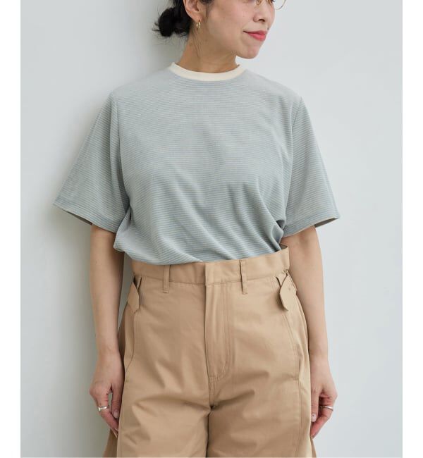 IENA LA BOUCLE「《予約》IENA LA BOUCLE ベロアボーダーTシャツ」|Tシャツ・カットソー|