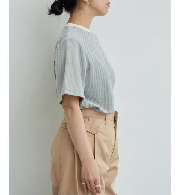 IENA LA BOUCLE「《予約》IENA LA BOUCLE ベロアボーダーTシャツ」|Tシャツ・カットソー|