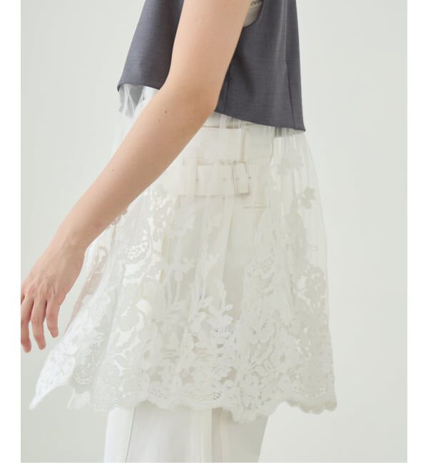 IENA LA BOUCLE「《予約》IENA LA BOUCLE チュールレースノースリーブベスト」|ベスト・ジレ|グレーA