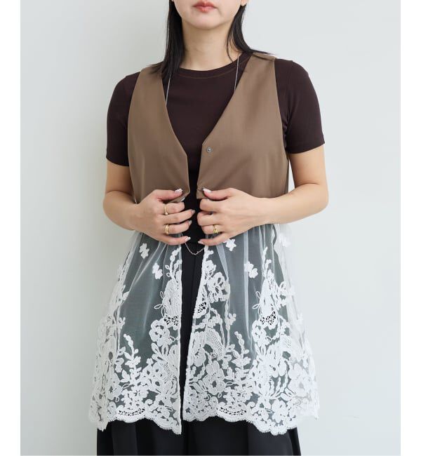 IENA LA BOUCLE「《予約》IENA LA BOUCLE チュールレースノースリーブベスト」|ベスト・ジレ|