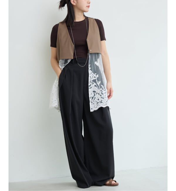 IENA LA BOUCLE「《予約》IENA LA BOUCLE チュールレースノースリーブベスト」|ベスト・ジレ|