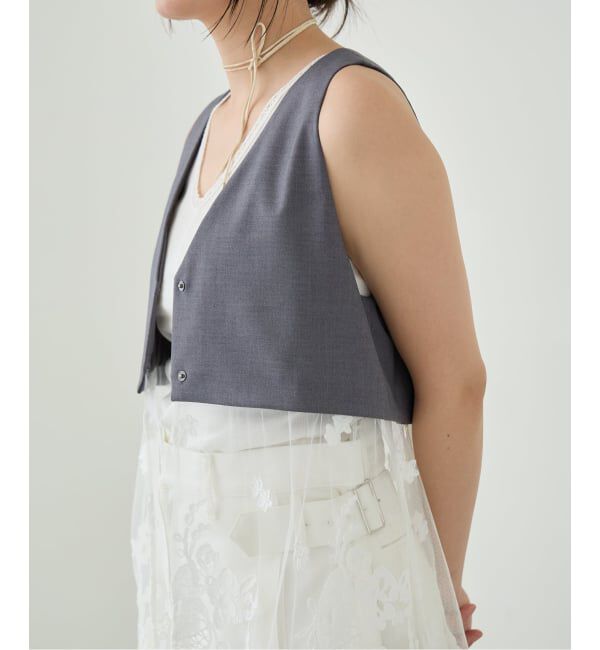 IENA LA BOUCLE「《予約》IENA LA BOUCLE チュールレースノースリーブベスト」|ベスト・ジレ|
