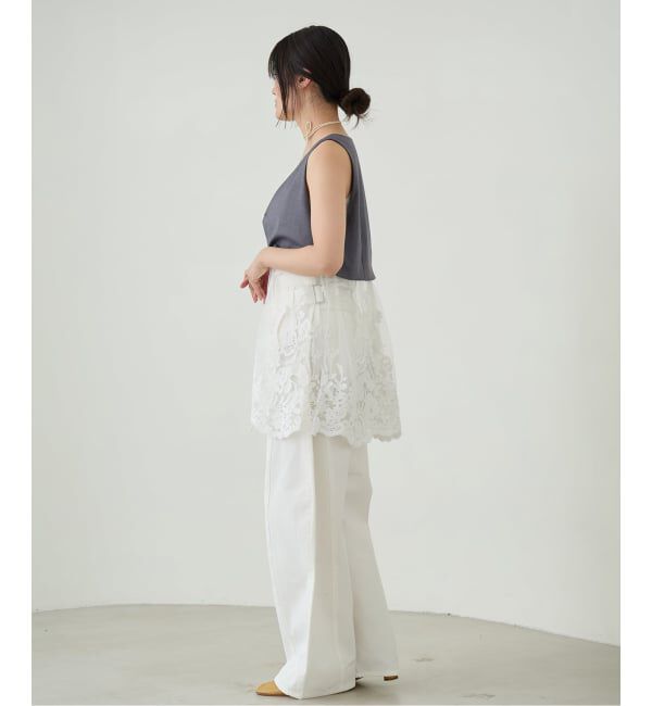 IENA LA BOUCLE「《予約》IENA LA BOUCLE チュールレースノースリーブベスト」|ベスト・ジレ|