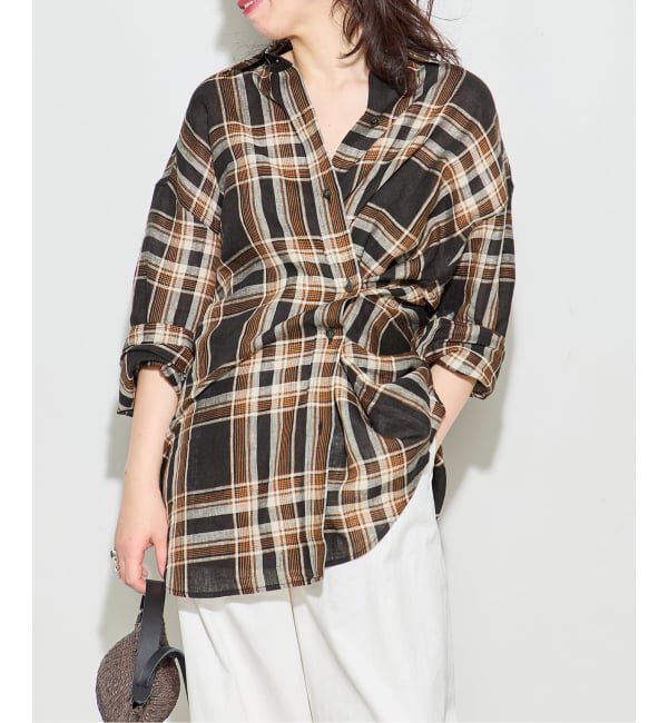 journal standard L'essage「《予約》ヨーロピアンフラックス2WAYシャツ 2」|シャツ・ブラウス|ブラック A