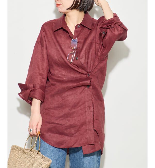 journal standard L'essage「《予約》ヨーロピアンフラックス2WAYシャツ 2」|シャツ・ブラウス|レッド B