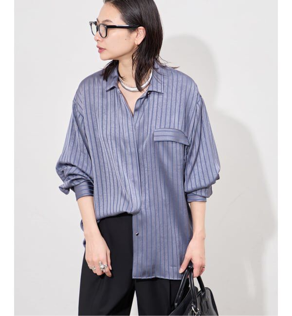 JOURNAL STANDARD「《追加予約》【ARCHIVE STANCE/アーカイブスタンス】Satin Stripe Dolman Shirt」|シャツ・ブラウス|グレー