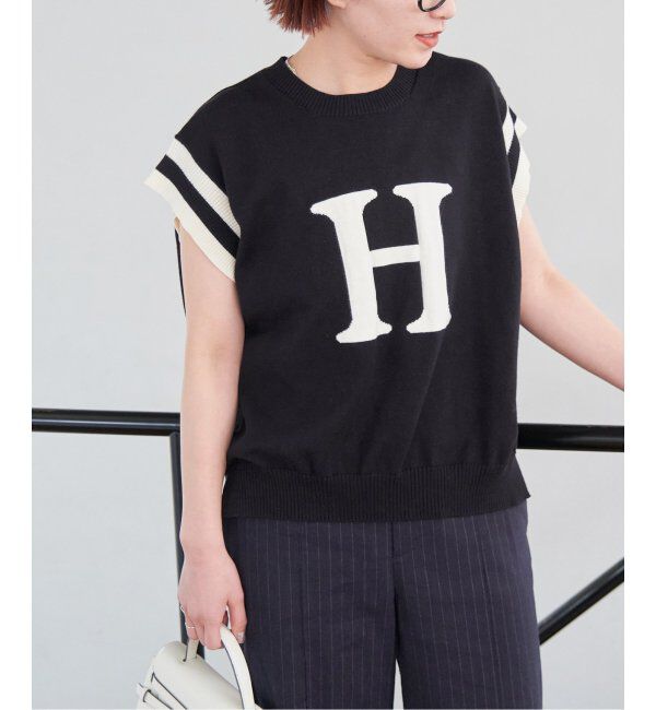 Spick and Span「ロゴジャガード フレンチスリーブニット」|ニット・セーター|