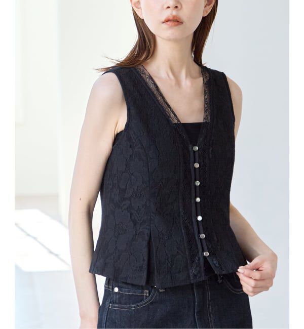 U by SPICK&SPAN「《予約》メッシュレースタンクブラウス」|シャツ・ブラウス|