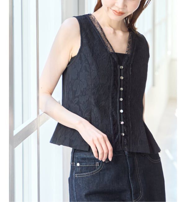 U by SPICK&SPAN「《予約》メッシュレースタンクブラウス」|シャツ・ブラウス|