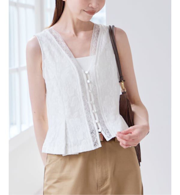 U by SPICK&SPAN「《予約》メッシュレースタンクブラウス」|シャツ・ブラウス|