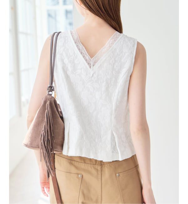 U by SPICK&SPAN「《予約》メッシュレースタンクブラウス」|シャツ・ブラウス|