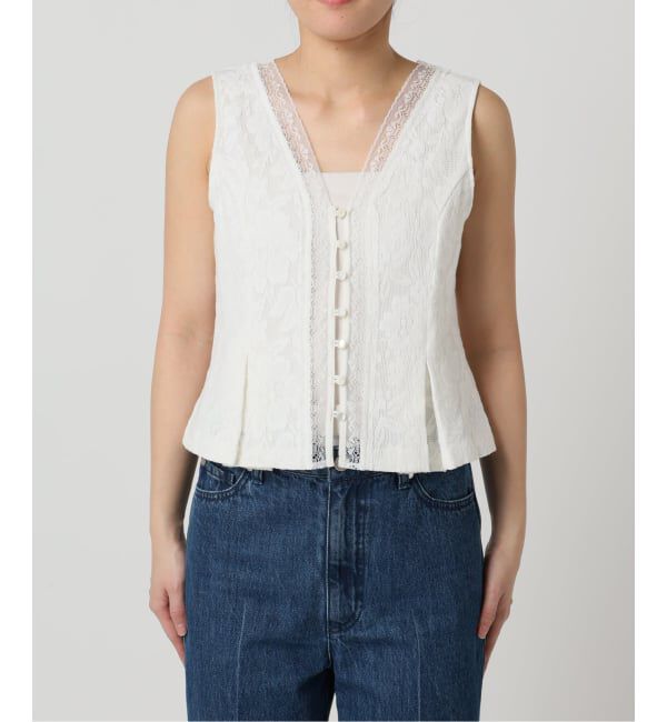 U by SPICK&SPAN「《予約》メッシュレースタンクブラウス」|シャツ・ブラウス|