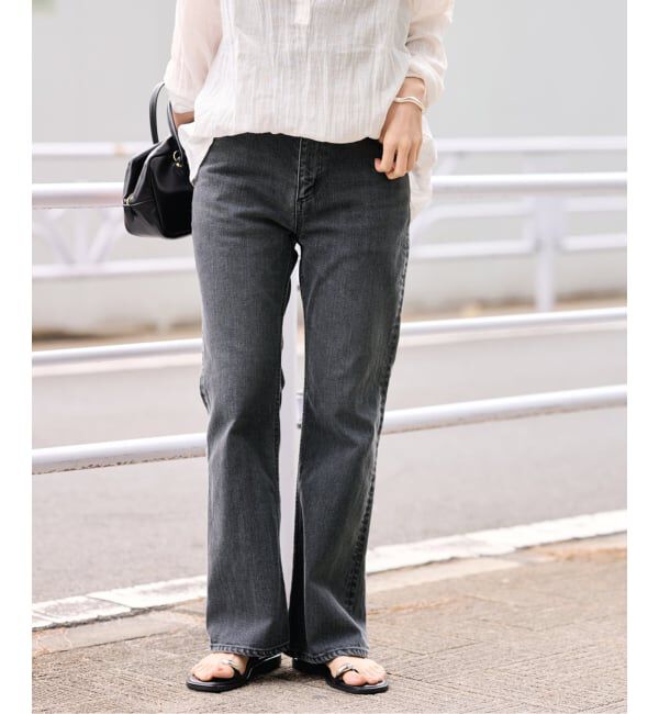 FRAMeWORK「≪予約≫ルーズフレアデニムパンツ」|デニム|ブラック