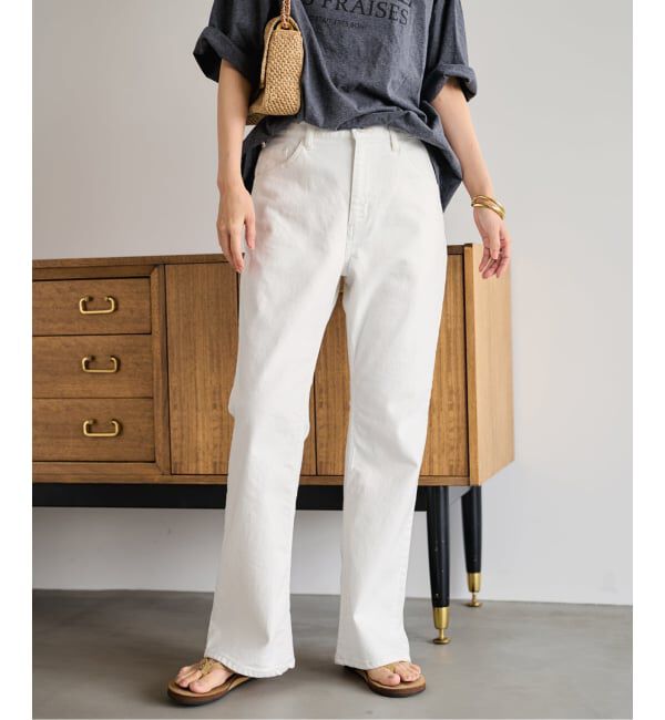 FRAMeWORK「≪予約≫ルーズフレアデニムパンツ」|デニム|ホワイト