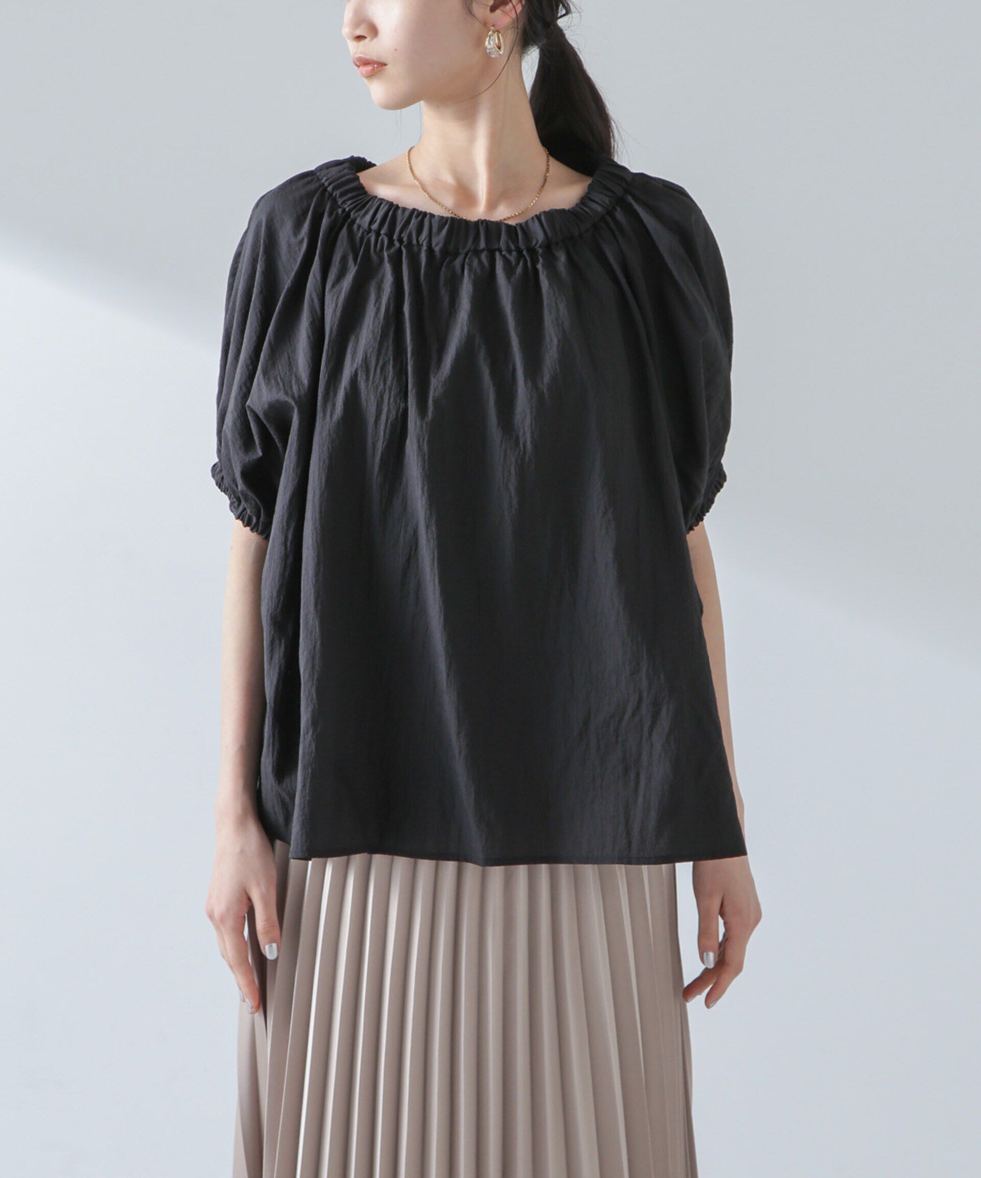 nano･universe「ナイロンタッサーオフショルダーブラウス(セットアップ可）」|シャツ・ブラウス|