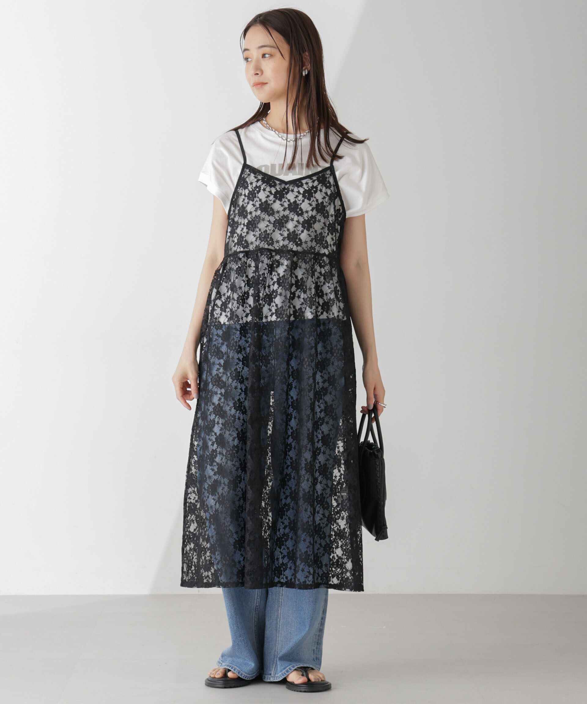 nano･universe「シアーレースキャミソールワンピース」|ワンピース|