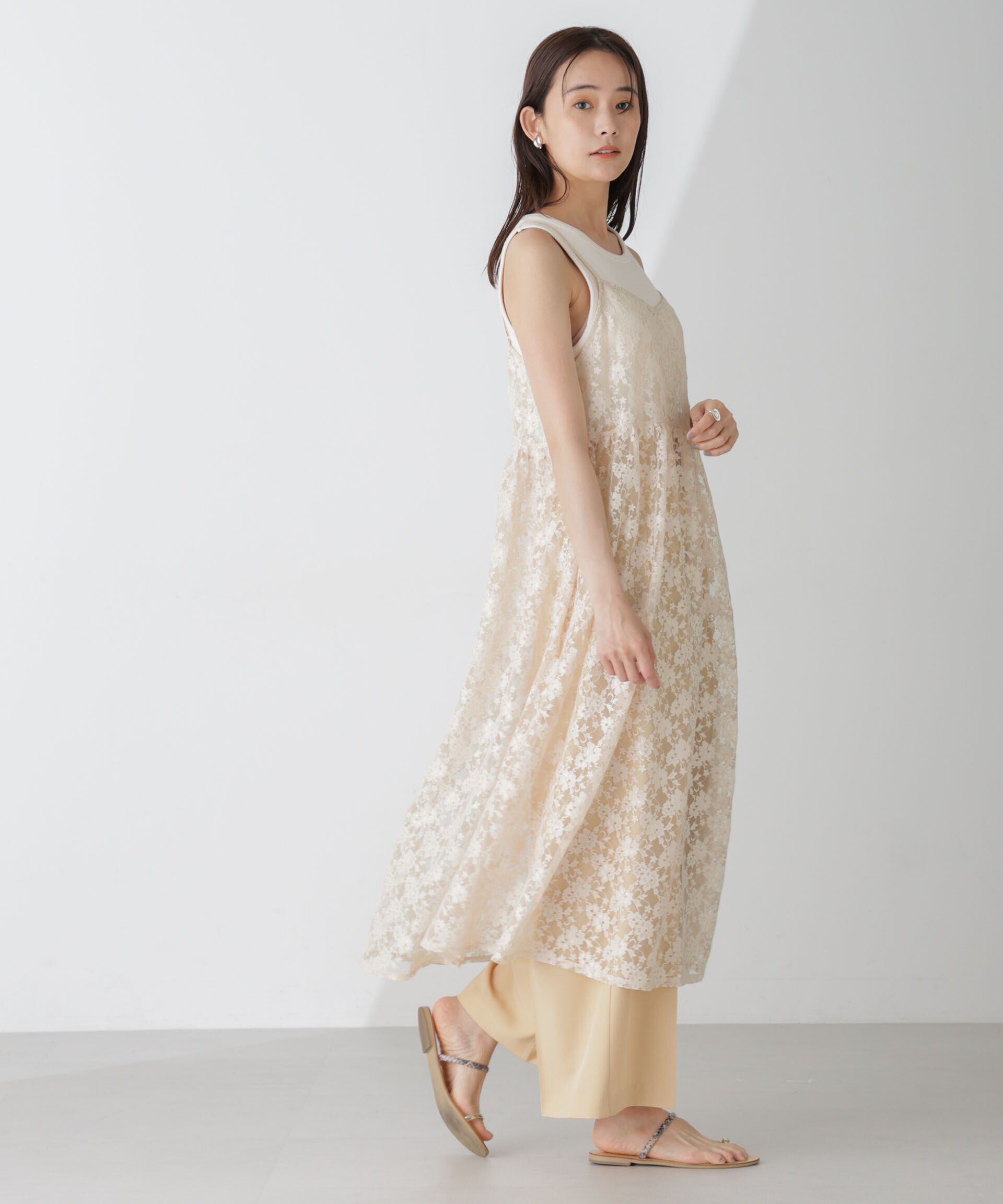 nano･universe「シアーレースキャミソールワンピース」|ワンピース|