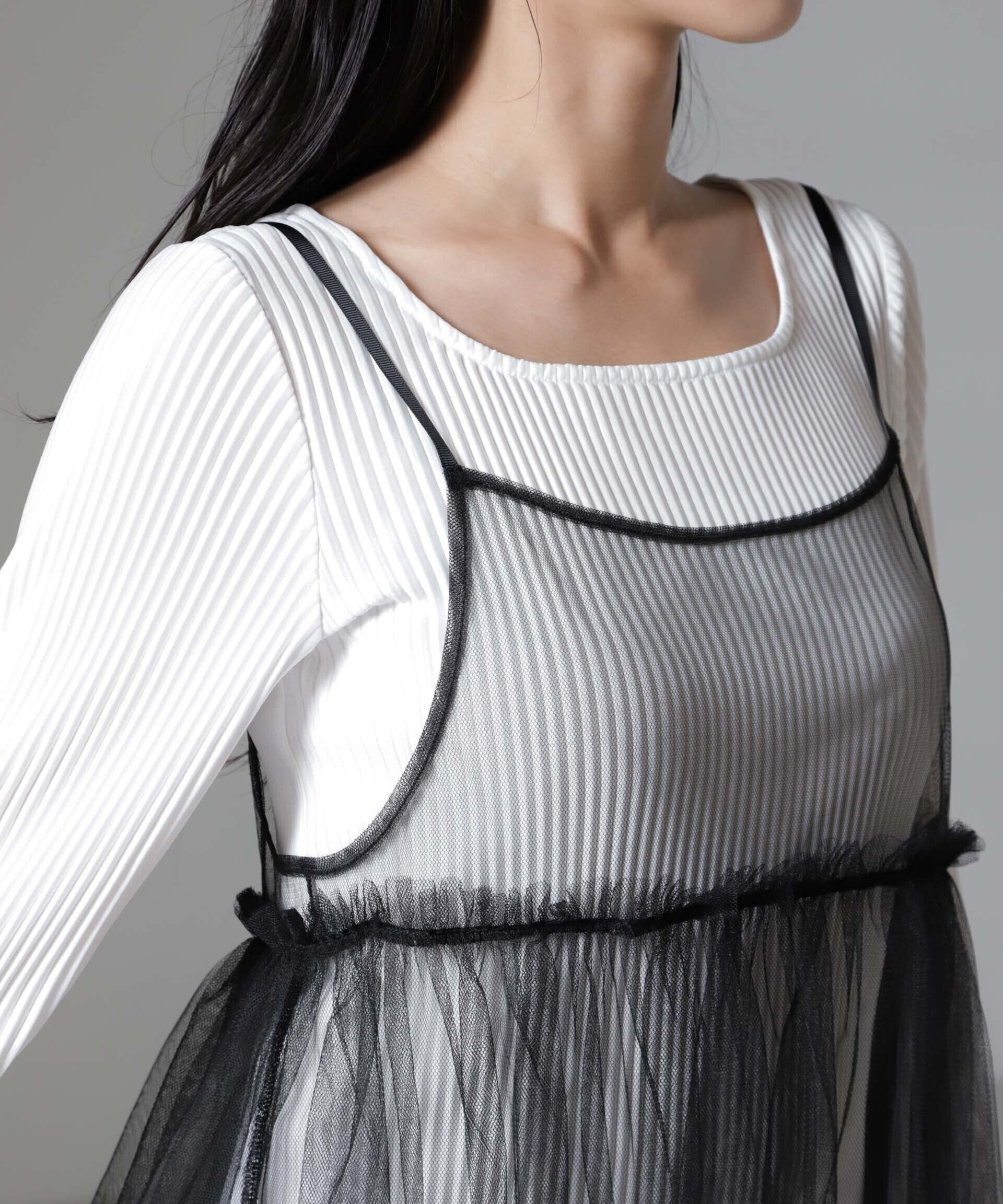 nano･universe「前後2wayテレコロンTセット＆チュールキャミソールトップス」|Tシャツ・カットソー|