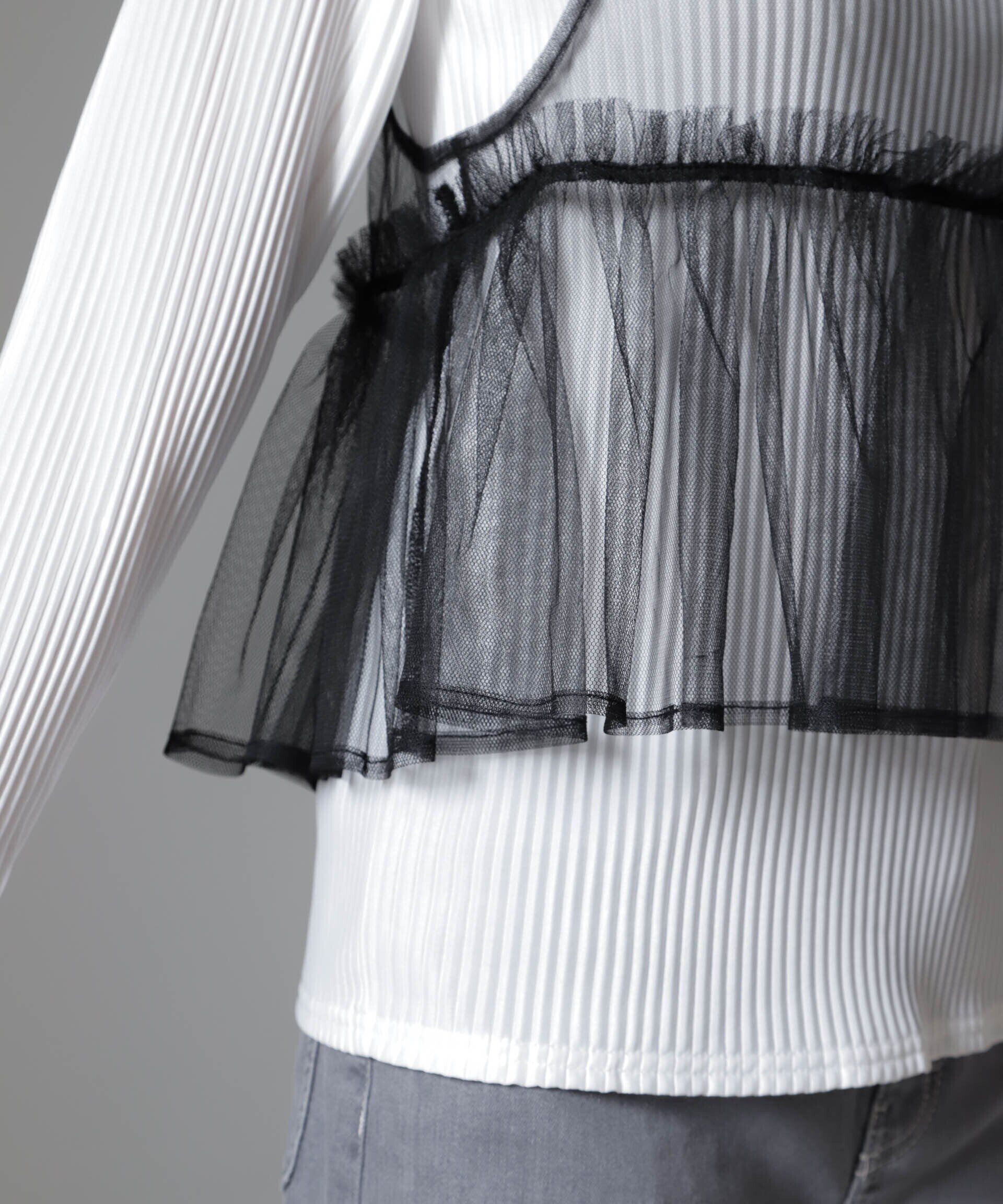 nano･universe「前後2wayテレコロンTセット＆チュールキャミソールトップス」|Tシャツ・カットソー|