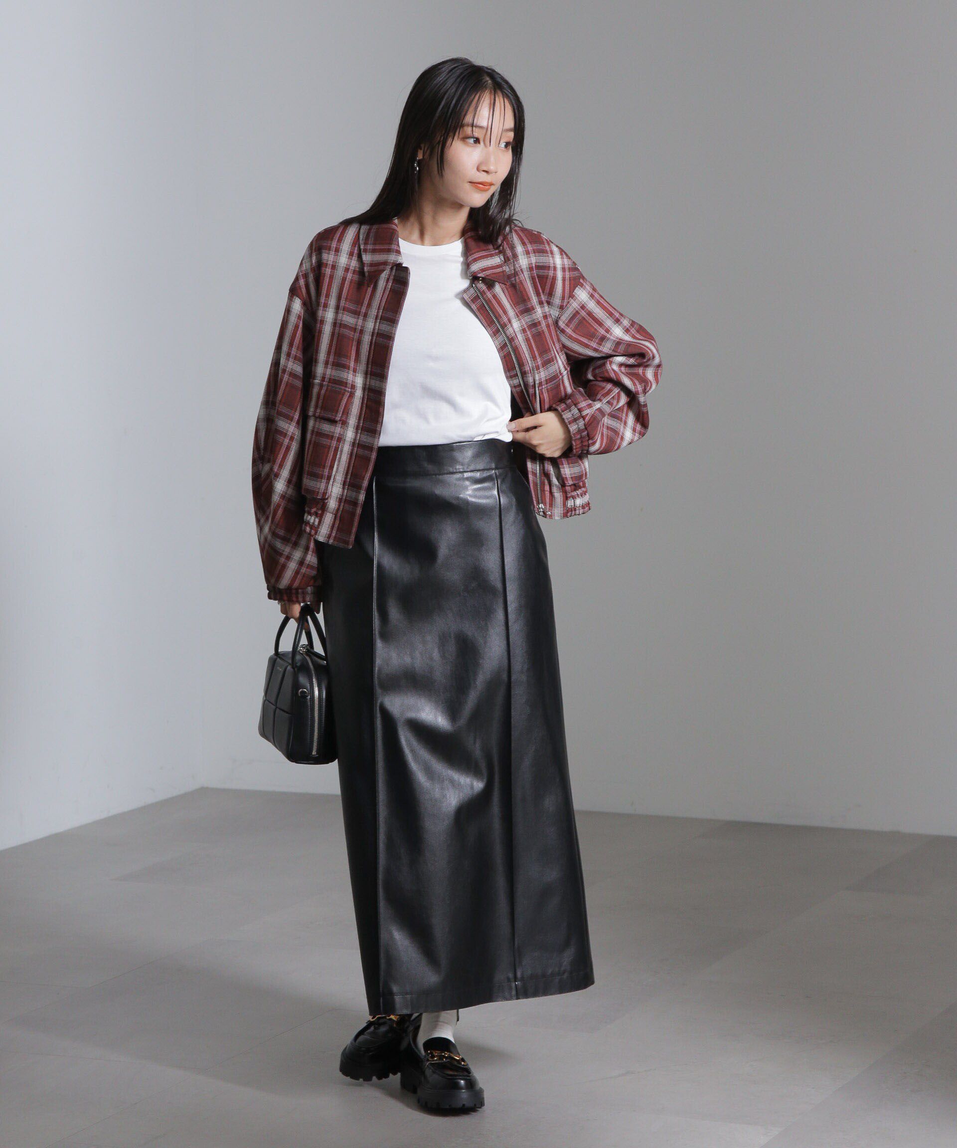 nano･universe「チェックショートブルゾン」|ブルゾン・スタジャン|