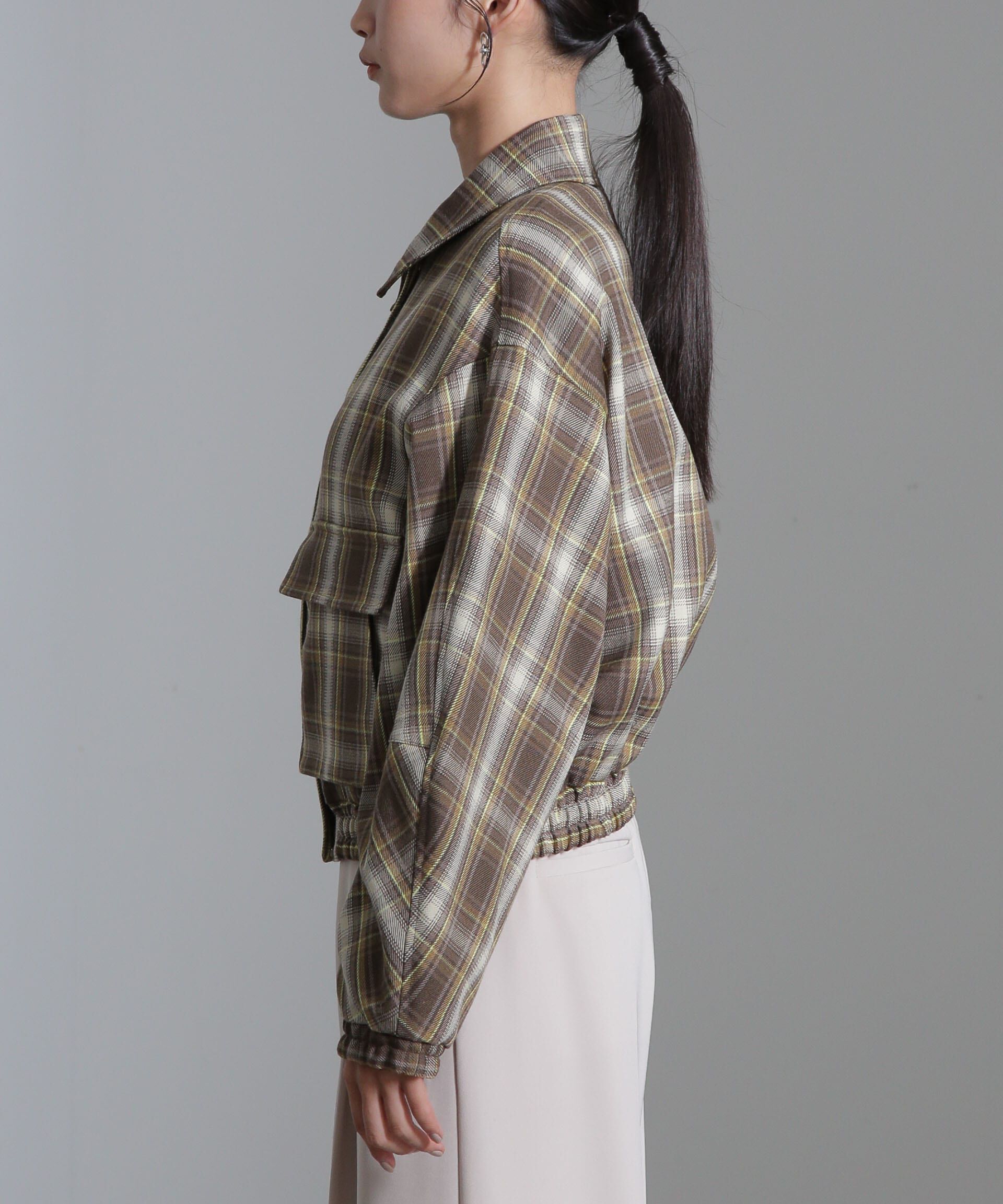 nano･universe「チェックショートブルゾン」|ブルゾン・スタジャン|