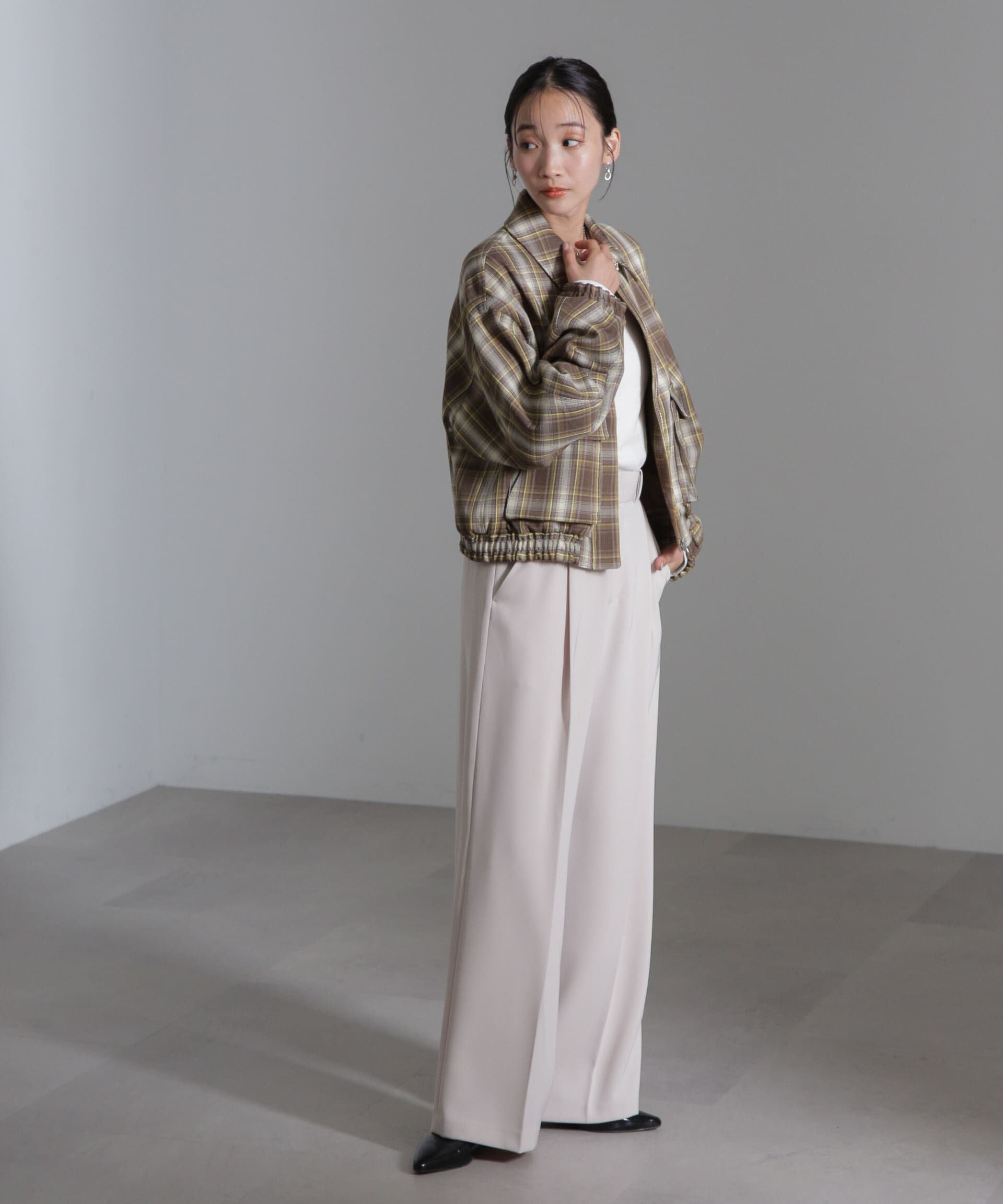 nano･universe「チェックショートブルゾン」|ブルゾン・スタジャン|