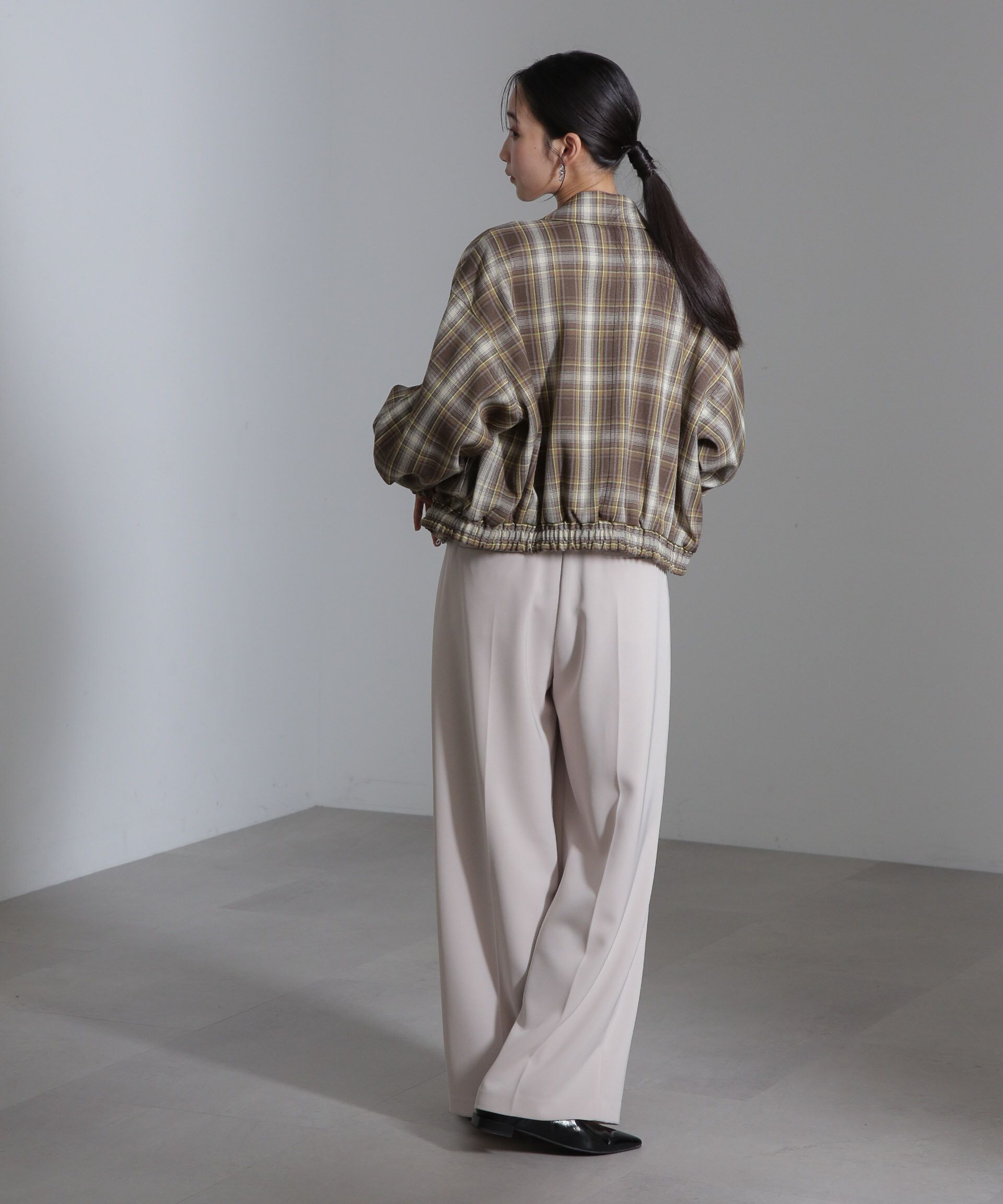 nano･universe「チェックショートブルゾン」|ブルゾン・スタジャン|