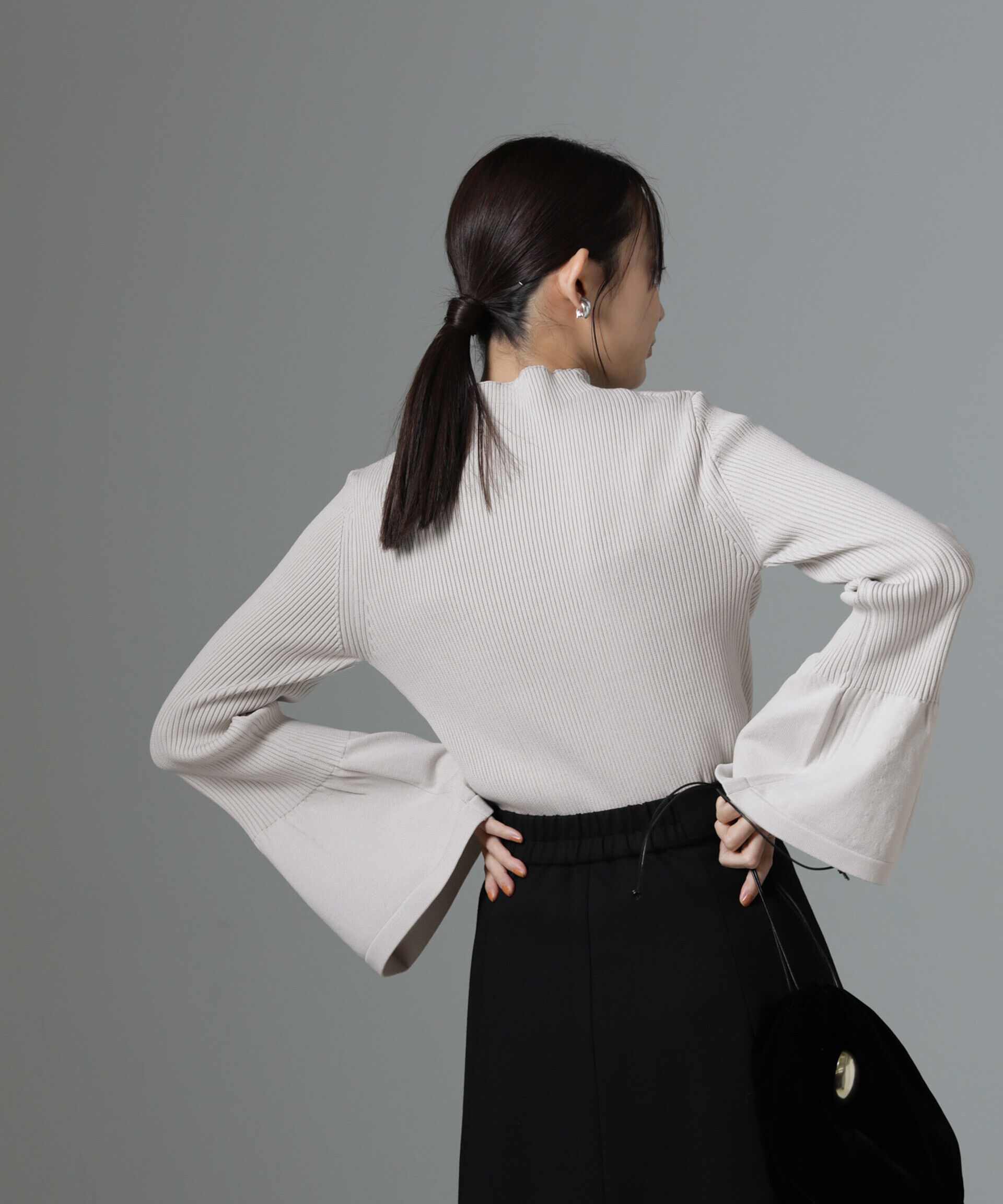 nano･universe「ハイネックベルスリーブリブニットプルオーバー」|ニット・セーター|