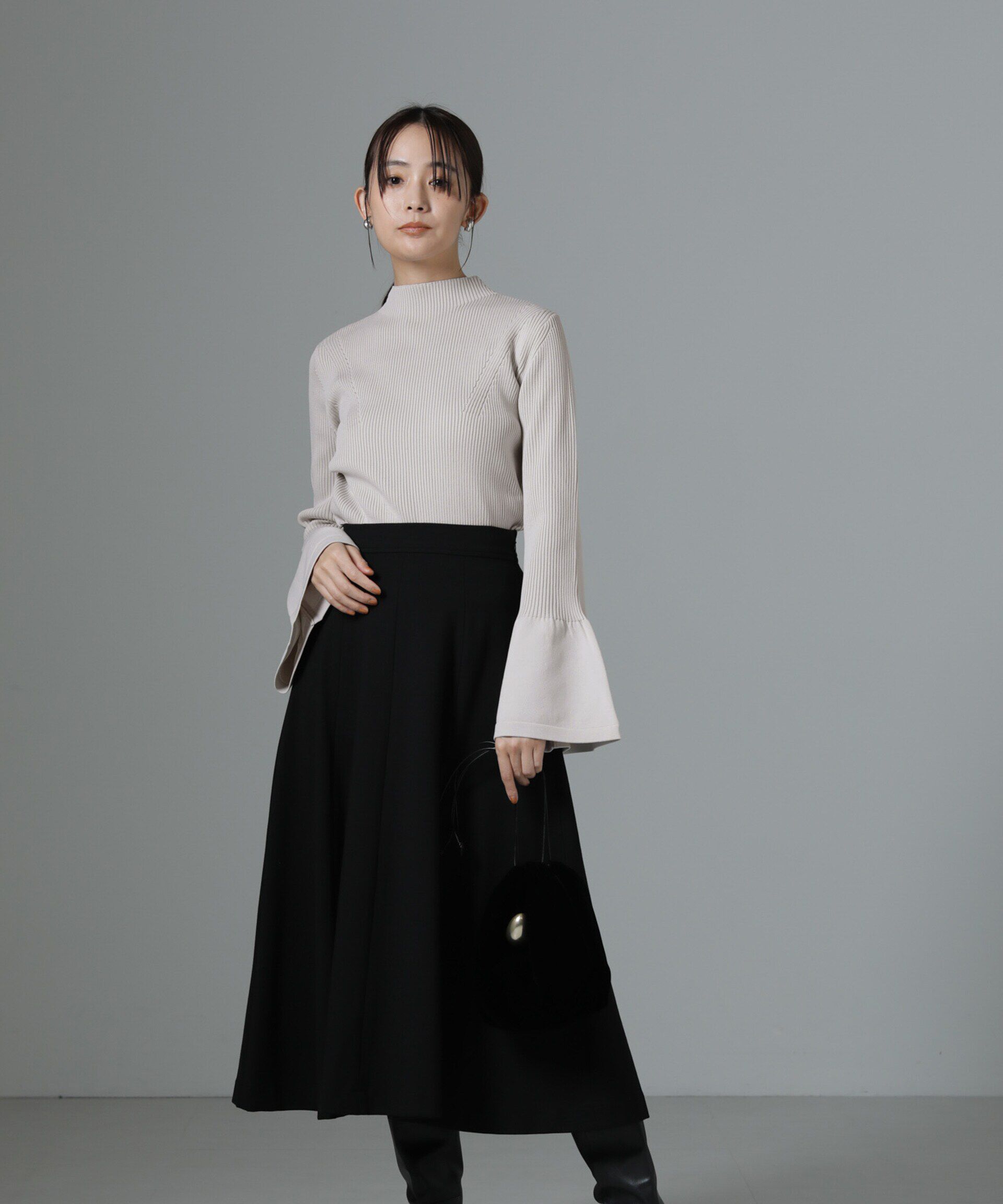 nano･universe「ハイネックベルスリーブリブニットプルオーバー」|ニット・セーター|