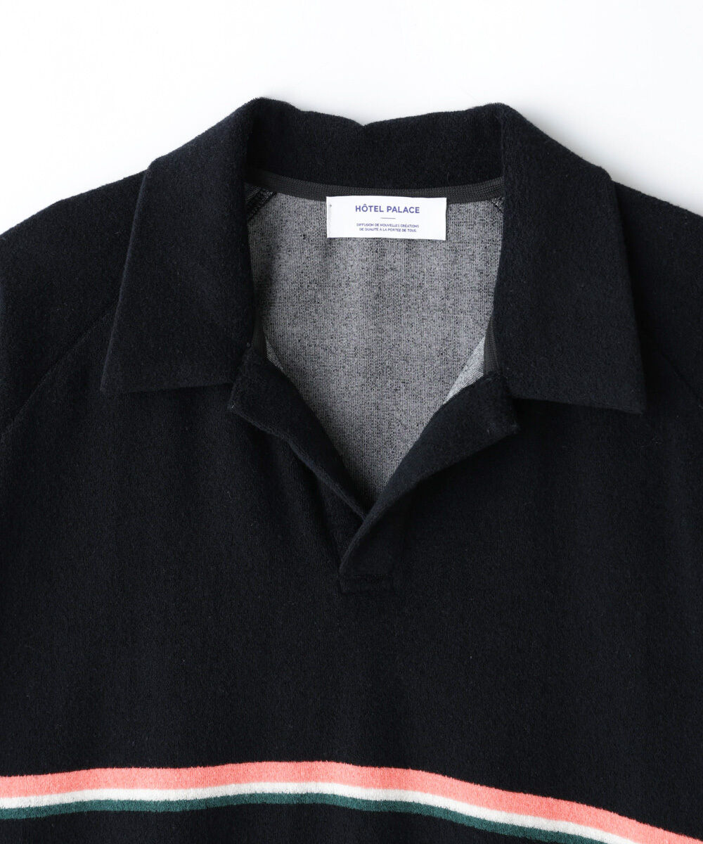 nano･universe「「HOTEL PALACE」オテルパラス レトロボーダーパイルスキッパーシャツ」|Tシャツ・カットソー|